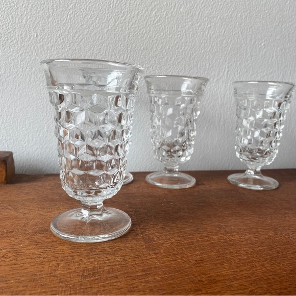 Vintage Fostoria American Footed drink glass set of 4 water wine juice cube - Picture 9 of 11